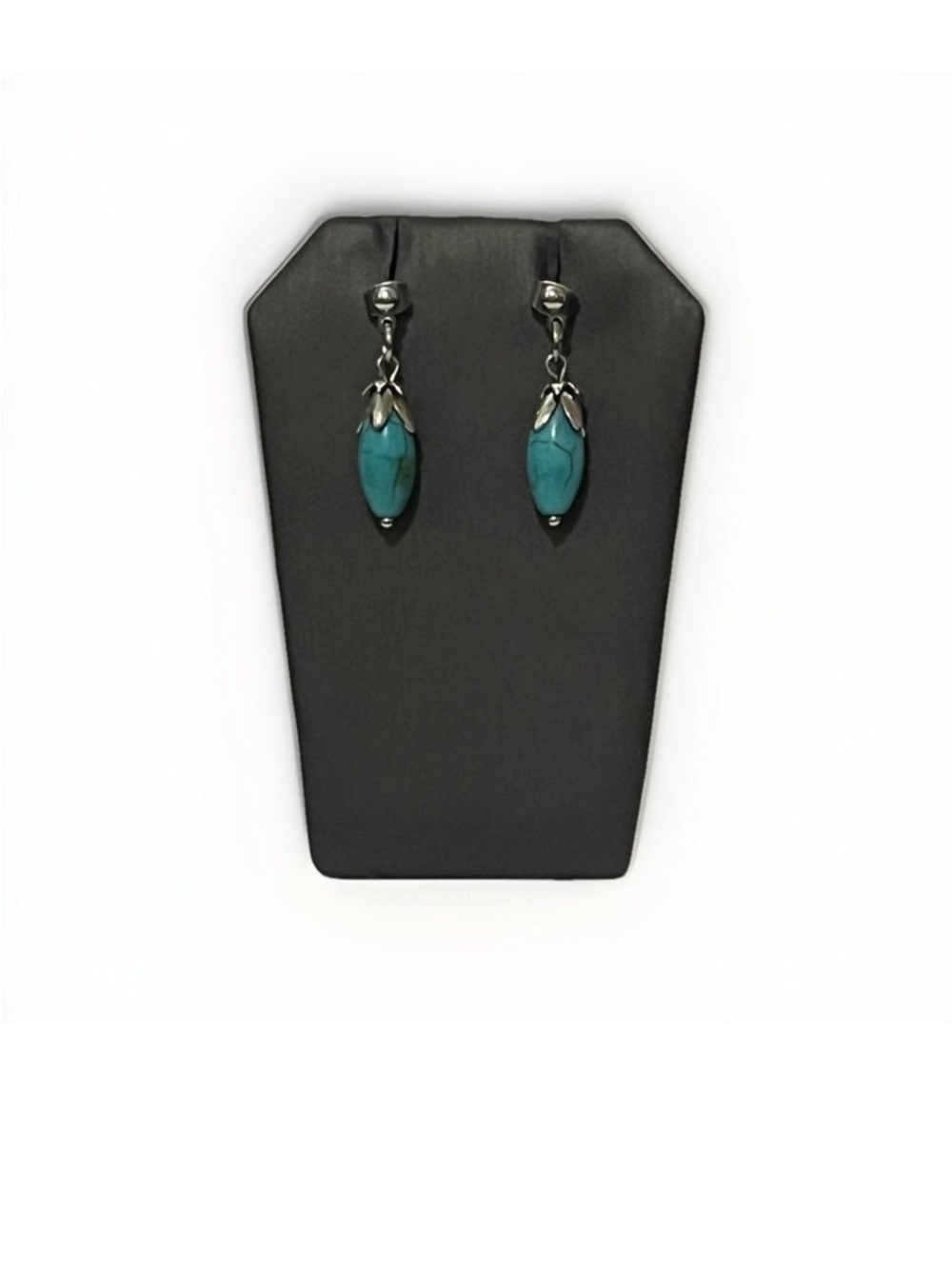 Faux Turquoise Dangle Drop Stud Earrings Silver Tone Fashion Jewelry Gift